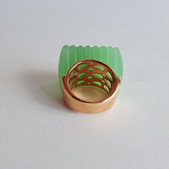 Angelique De Paris Green Resin Rectangular Ring Size 7 - Picture 6 of 16